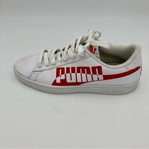 Puma Smash V2 Max Sneakers Shoes‎ Men’s Sz 9 White & Red Spellout